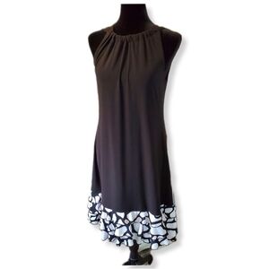 R&K Women's Black Sleeveless Swing Dress with Ruffle Hem Sz S